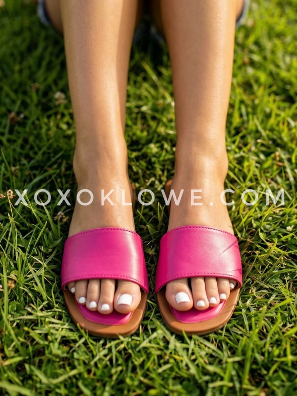 Qupid Hot Pink Slide Sandals | Vegan Leather Wide Band Summer Flats